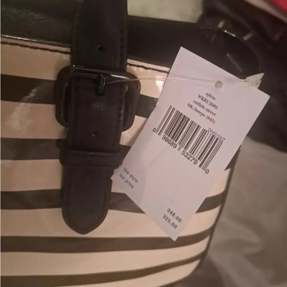NEW! Kate Spade Chic Striped Handbag Blk & Cream